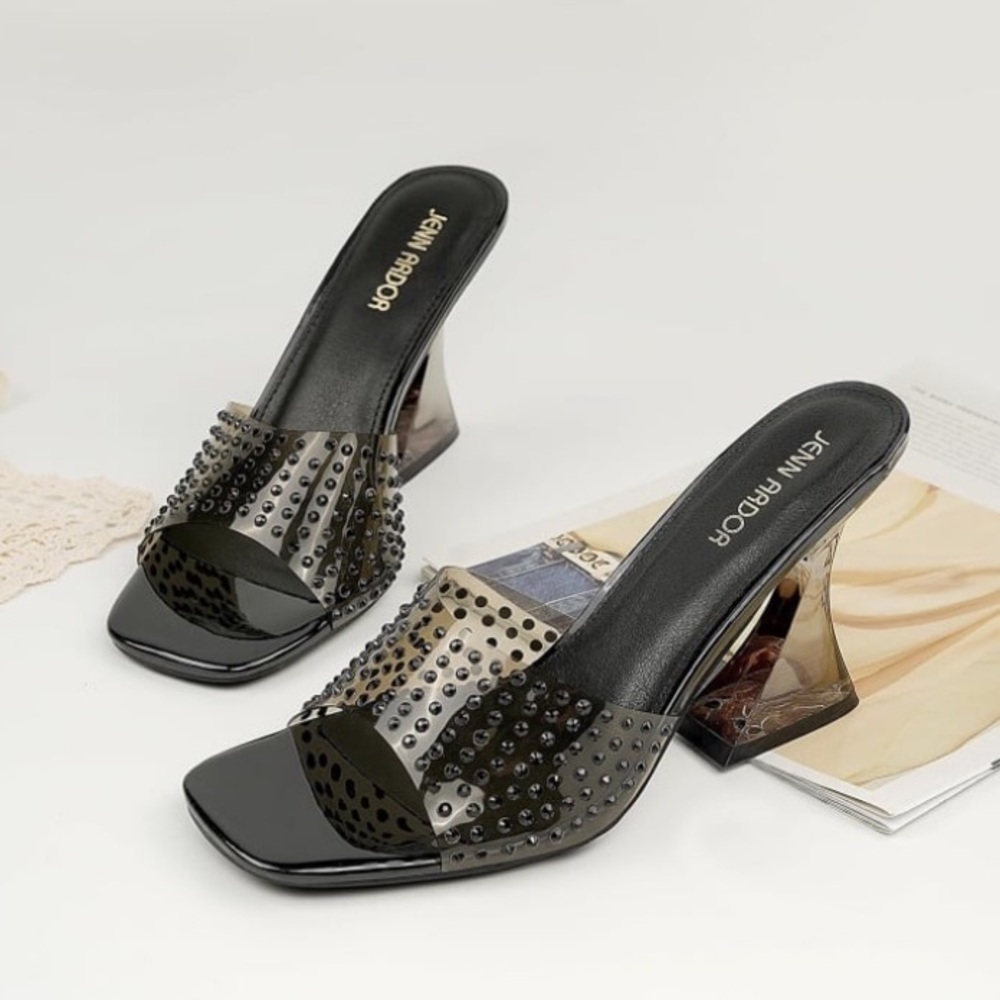 Jenn Ardor Transparent Square Toe Open Pumps NWOT 9.5